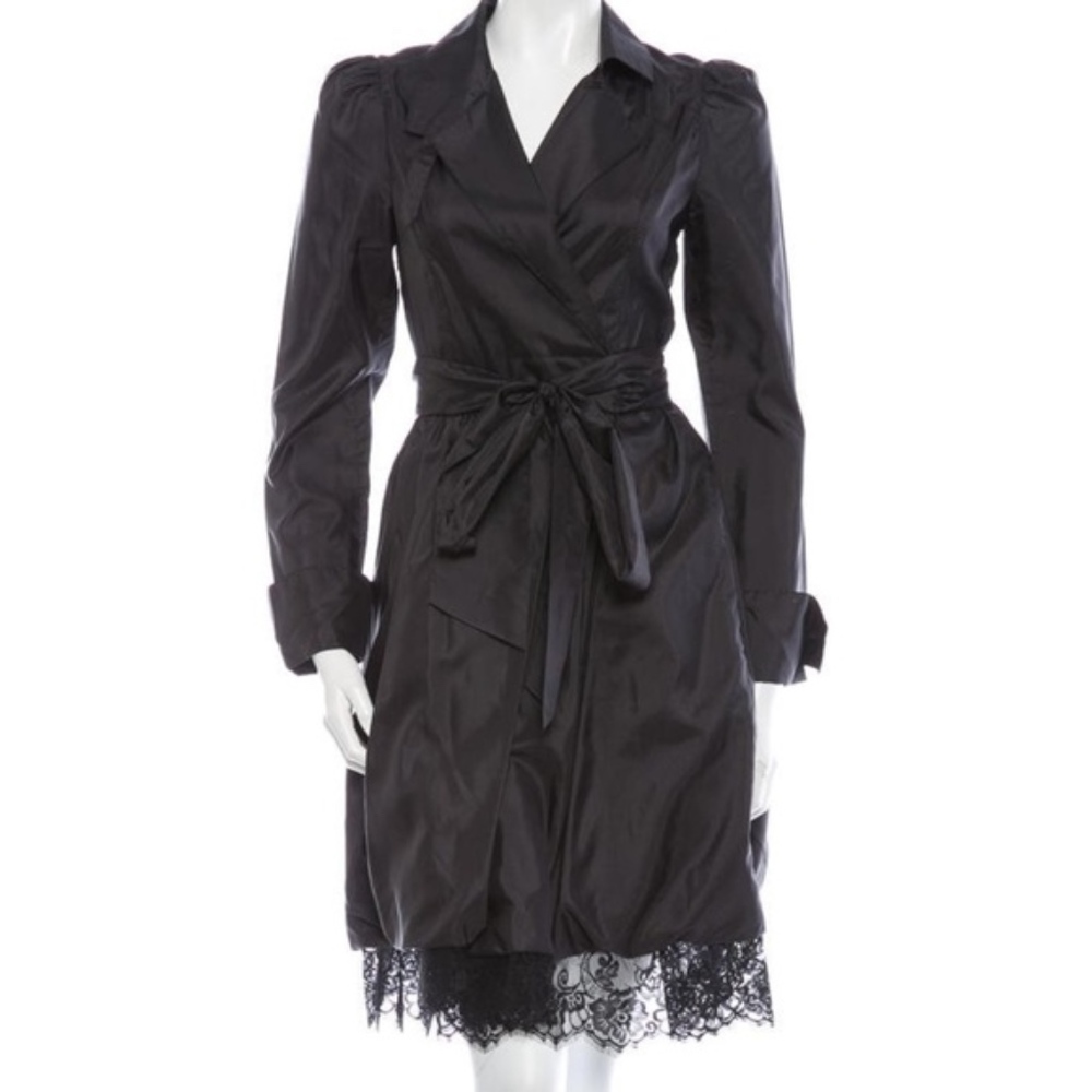 Diane von Furstenberg Silk Lace Black Wrap Dress